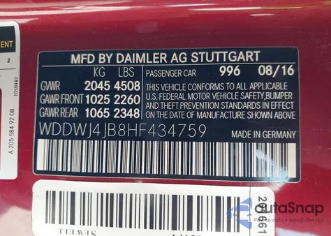 2017 Mercedes-Benz C 300 from USA, damaged, VIN WDDWJ4JB8HF434759